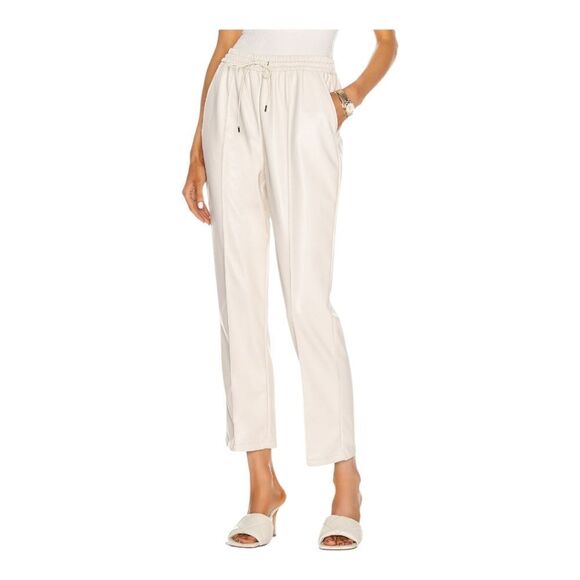 Jonathan Simkai Tay Vegan Leather Cropped Jogger In Ecru - Picture 5 of 16